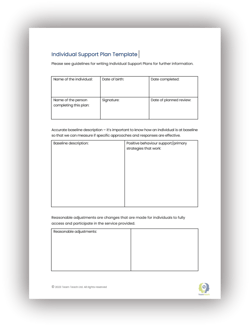 Individual Support Plans template