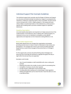 Individual support plans guidance